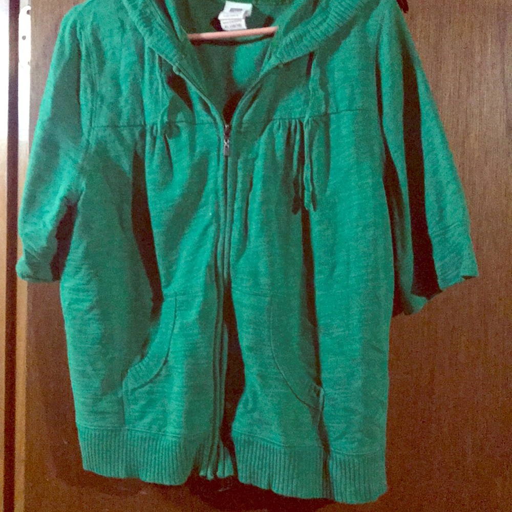 Short Sleeve Cardigan with Hood Sweater Material